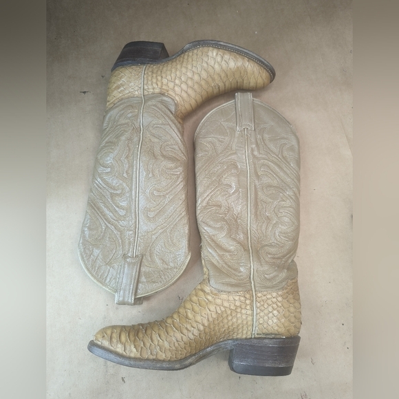 Tony Lama boots Black Label women's sz 4.5B  Exotic Genuine Golden Python Snakes - Picture 6 of 10
